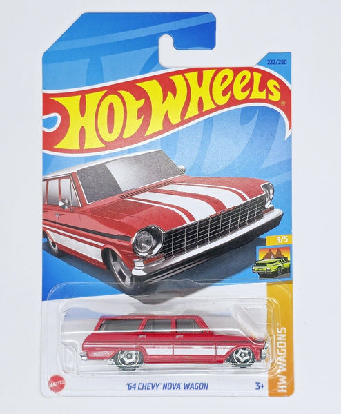 Hot Wheels HW Wagons 3/5 '64 Chevy Nova Wagon Red 2023